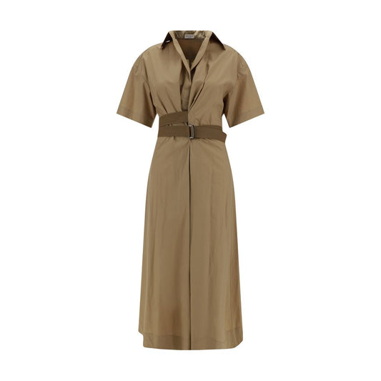 Brown Cotton Casual Dress