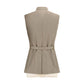 Beige Cotton Sleveless Jacket