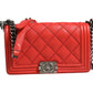 Red Diamond Stitch Calfskin Leather New Medium Boy Bag