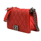 Red Diamond Stitch Calfskin Leather New Medium Boy Bag