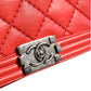 Red Diamond Stitch Calfskin Leather New Medium Boy Bag