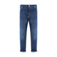 Blue Cotton Straight-Leg Jeans