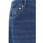 Blue Cotton Straight-Leg Jeans