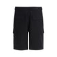 Black Cotton Bermuda Shorts