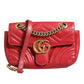 Marmont Small Shoulder Bag in Rosso Ancora Red Leather
