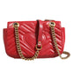 Marmont Small Shoulder Bag in Rosso Ancora Red Leather