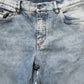 Blue Washed Mid Waist Straight Men Denim Jeans