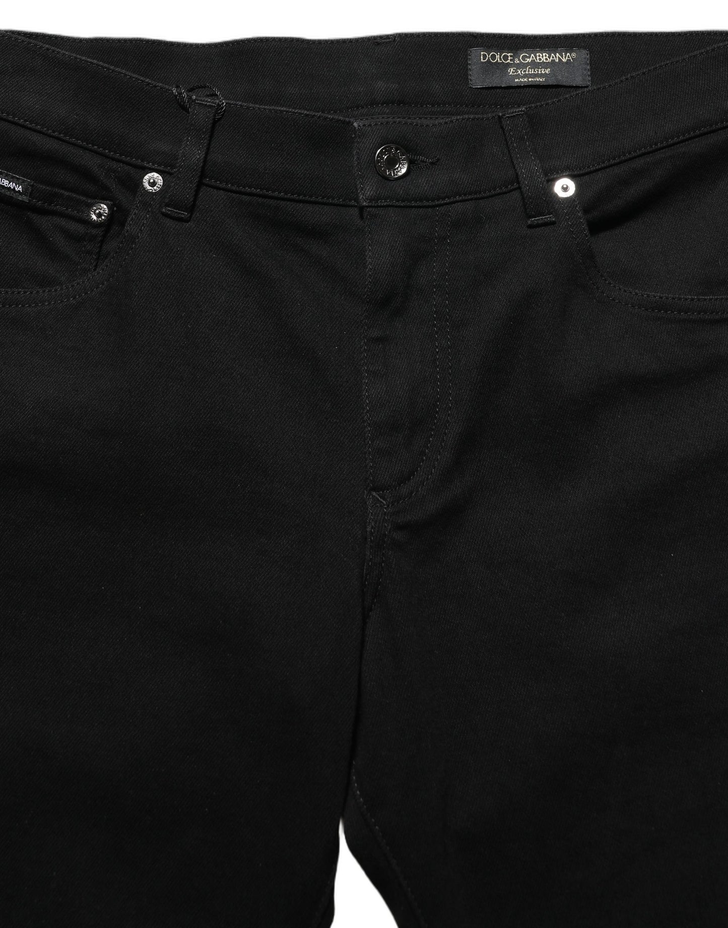 Black Heraldic Embroidered Skinny Denim Jeans