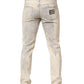 Beige Tie Dye Cotton Straight Men Denim Jeans