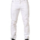 White Cotton Ripped Slim Fit Men Denim Jeans
