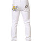 White Cotton Ripped Slim Fit Men Denim Jeans