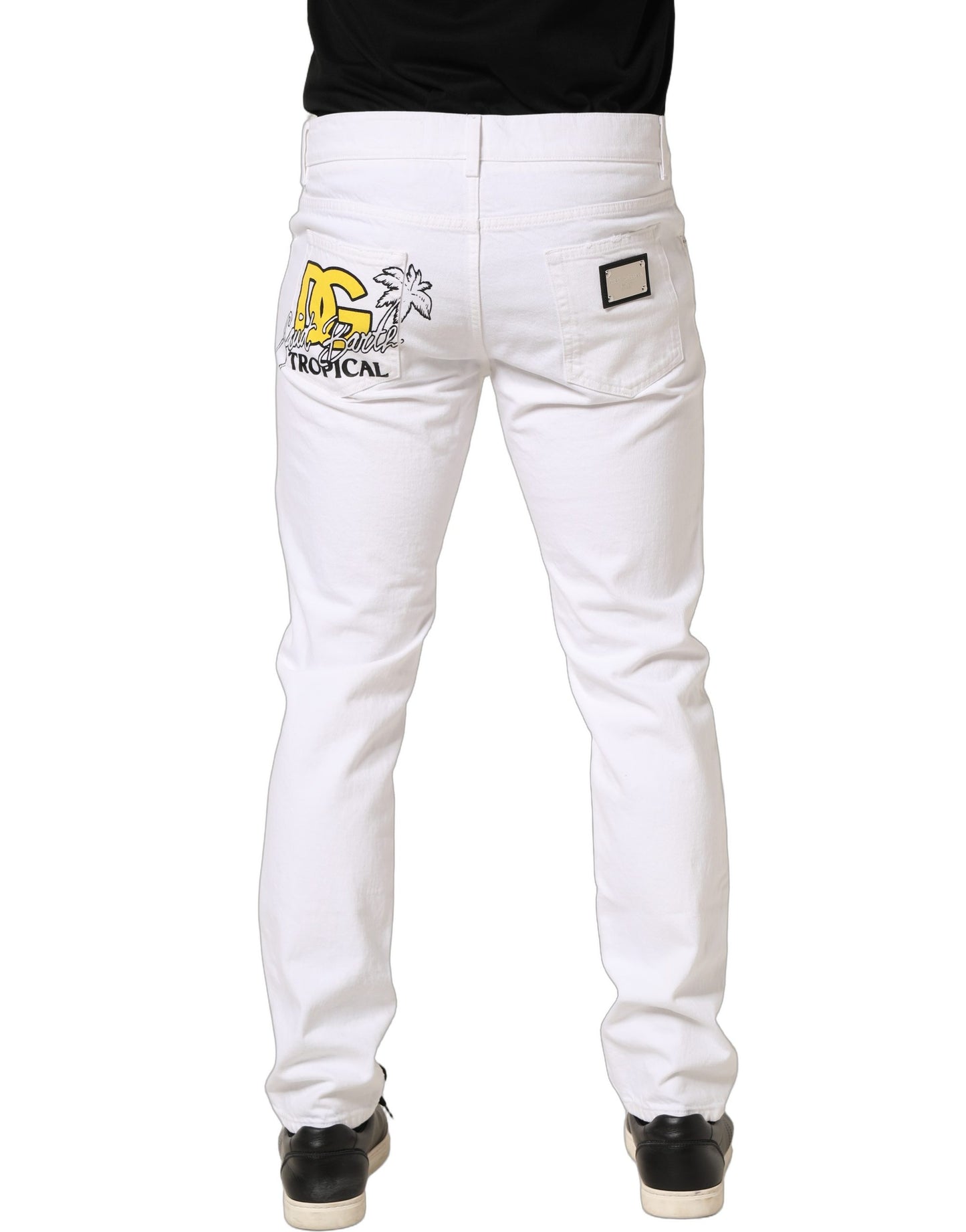 White Cotton Ripped Slim Fit Men Denim Jeans