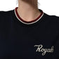 Blue Red Paneled 'Royals' Patch Sweatshirt Sweater