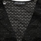 Black Nylon Fishnet Long Sleeve Cropped Top