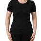 Black Cotton Round Neck Short Sleeve T-shirt