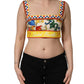 Multicolor Majolica Print Cotton Crop Top