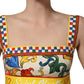 Multicolor Majolica Print Cotton Crop Top