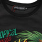 Black Tropical Jungle Round Neck T-shirt