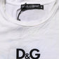 White D&G is Flowers Print Round Neck T-shirt