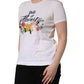 White D&G is Flowers Print Round Neck T-shirt