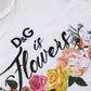 White D&G is Flowers Print Round Neck T-shirt