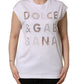 White Logo Round Neck Sleeveless T-shirt