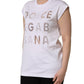 White Logo Round Neck Sleeveless T-shirt