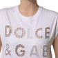 White Logo Round Neck Sleeveless T-shirt