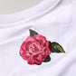 White DG Floral Cotton Jersey Crop T-shirt