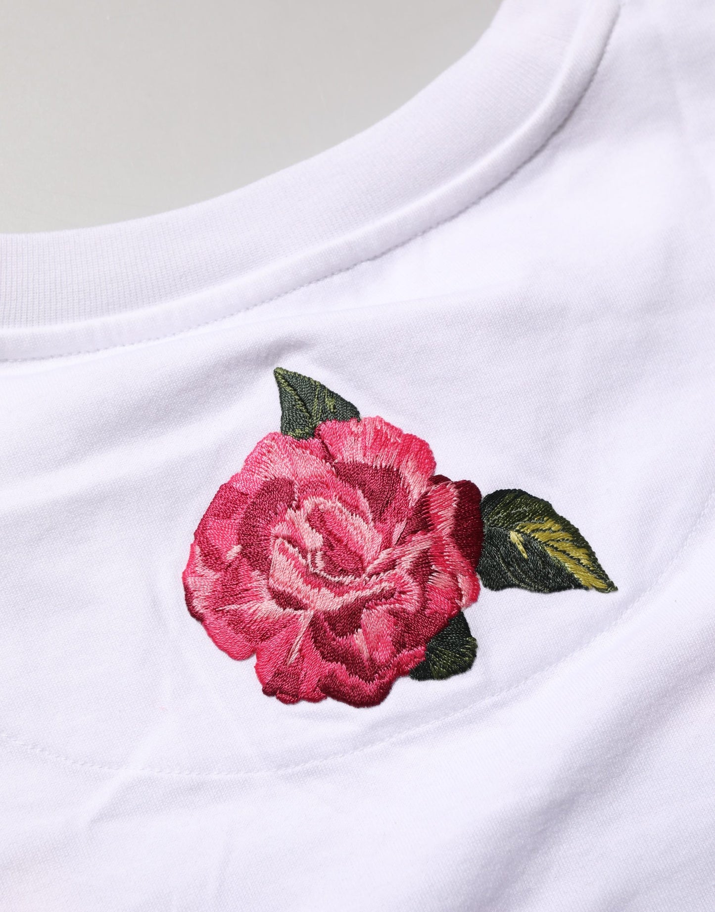 White DG Floral Cotton Jersey Crop T-shirt