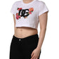 White DG Floral Cotton Jersey Crop T-shirt