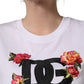 White DG Floral Cotton Jersey Crop T-shirt