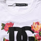 White DG Floral Cotton Jersey Crop T-shirt