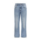 Blue Cotton Straight-Leg Jeans