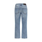 Blue Cotton Straight-Leg Jeans