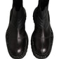 Black Leather Slip On Chelsea Boots Shoes