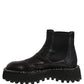 Black Leather Slip On Chelsea Boots Shoes