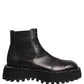 Black Leather Slip On Chelsea Boots Shoes
