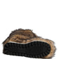 Brown Faux Skim Ski Fur Knee High Boots Shoes
