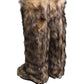 Brown Faux Skim Ski Fur Knee High Boots Shoes