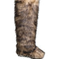 Brown Faux Skim Ski Fur Knee High Boots Shoes