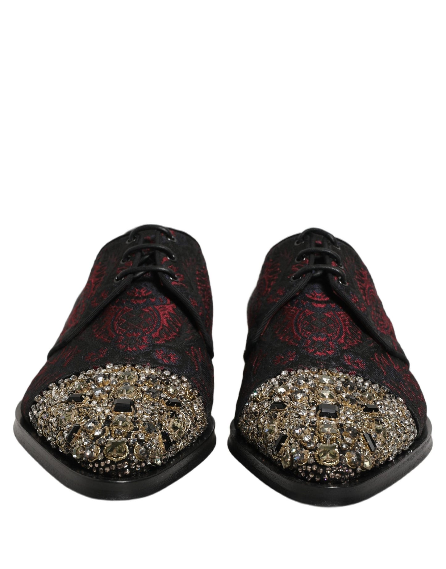 Black Red Embellished Derby Dress Formal Shoes