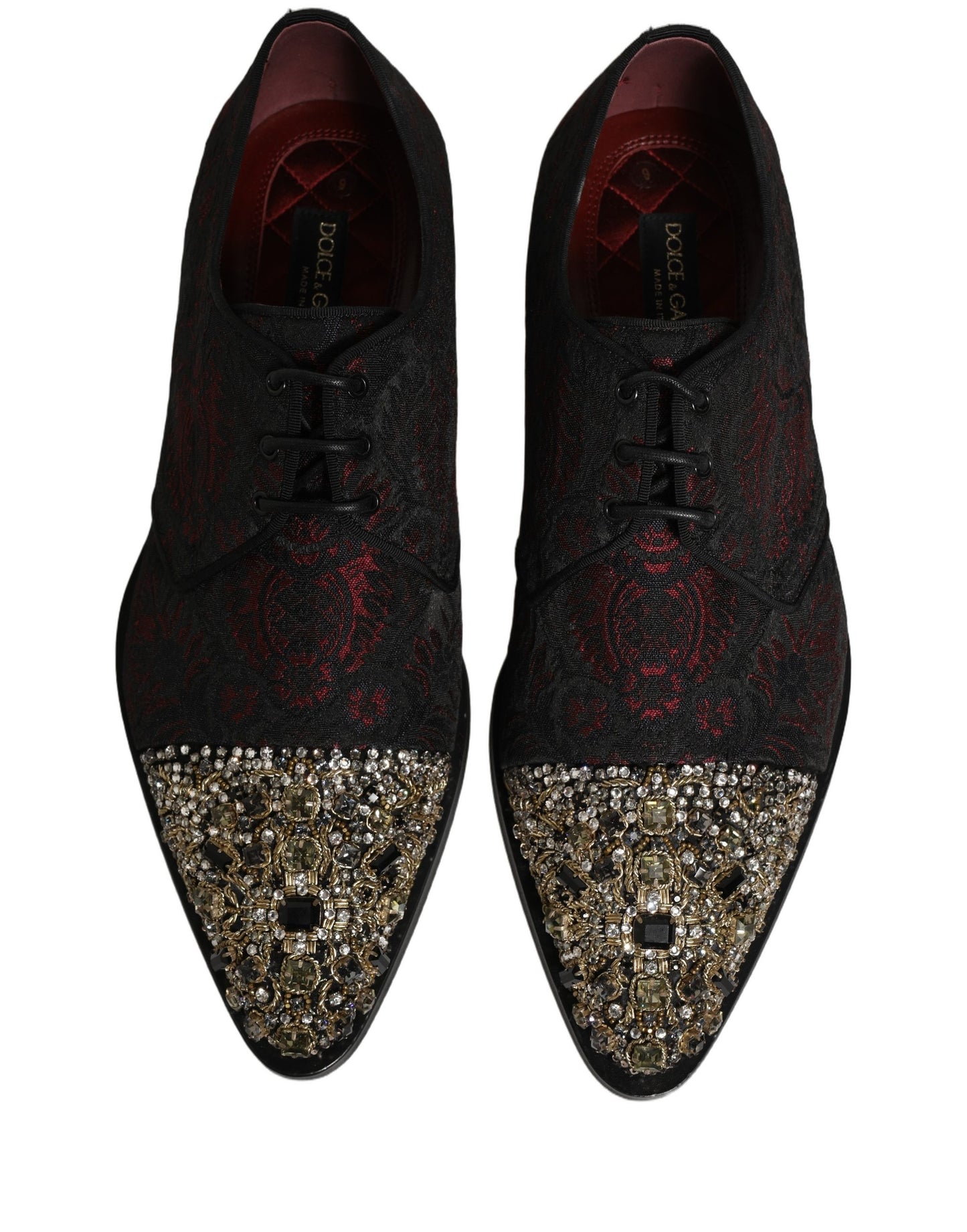 Black Red Embellished Derby Dress Formal Shoes