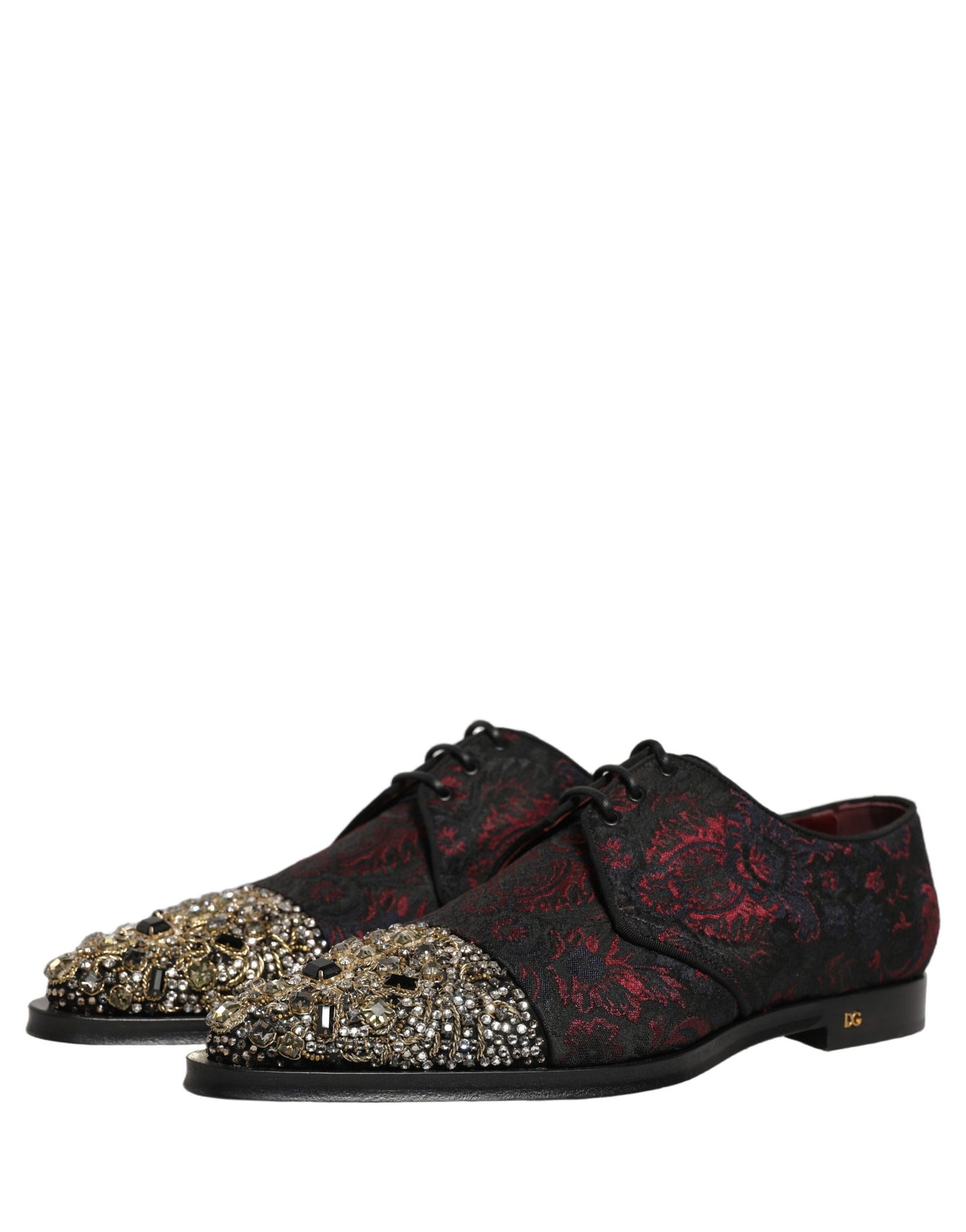 Black Red Embellished Derby Dress Formal Shoes