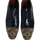 Blue Embellished Men Derby Dress Formal Shoes