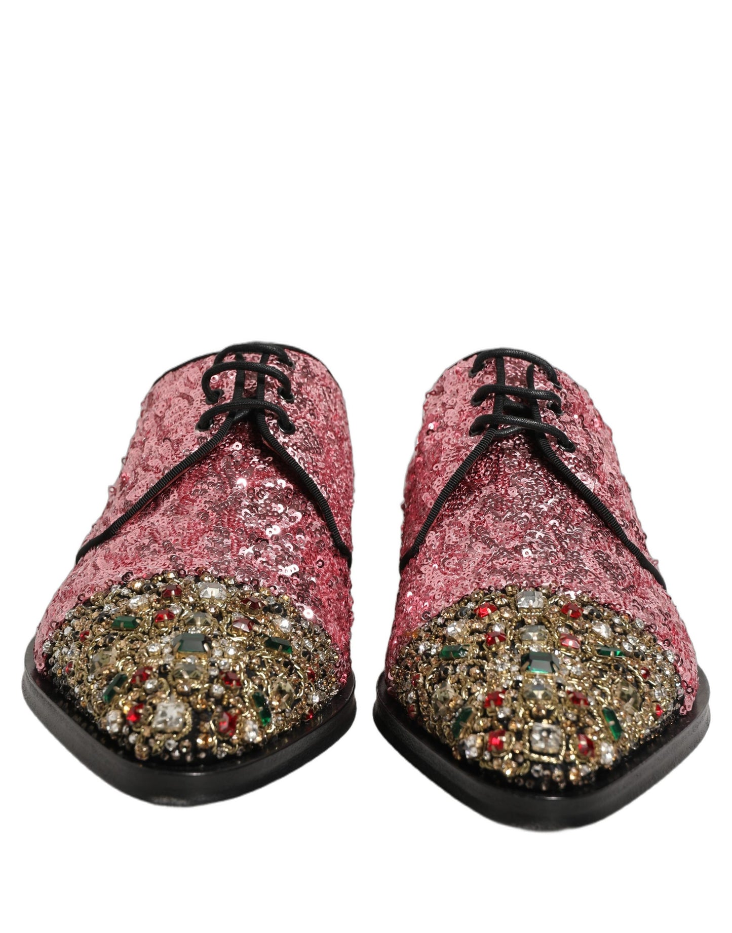 Pink Sequin Embellished Men Derby Dress Shoes