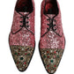 Pink Sequin Embellished Men Derby Dress Shoes