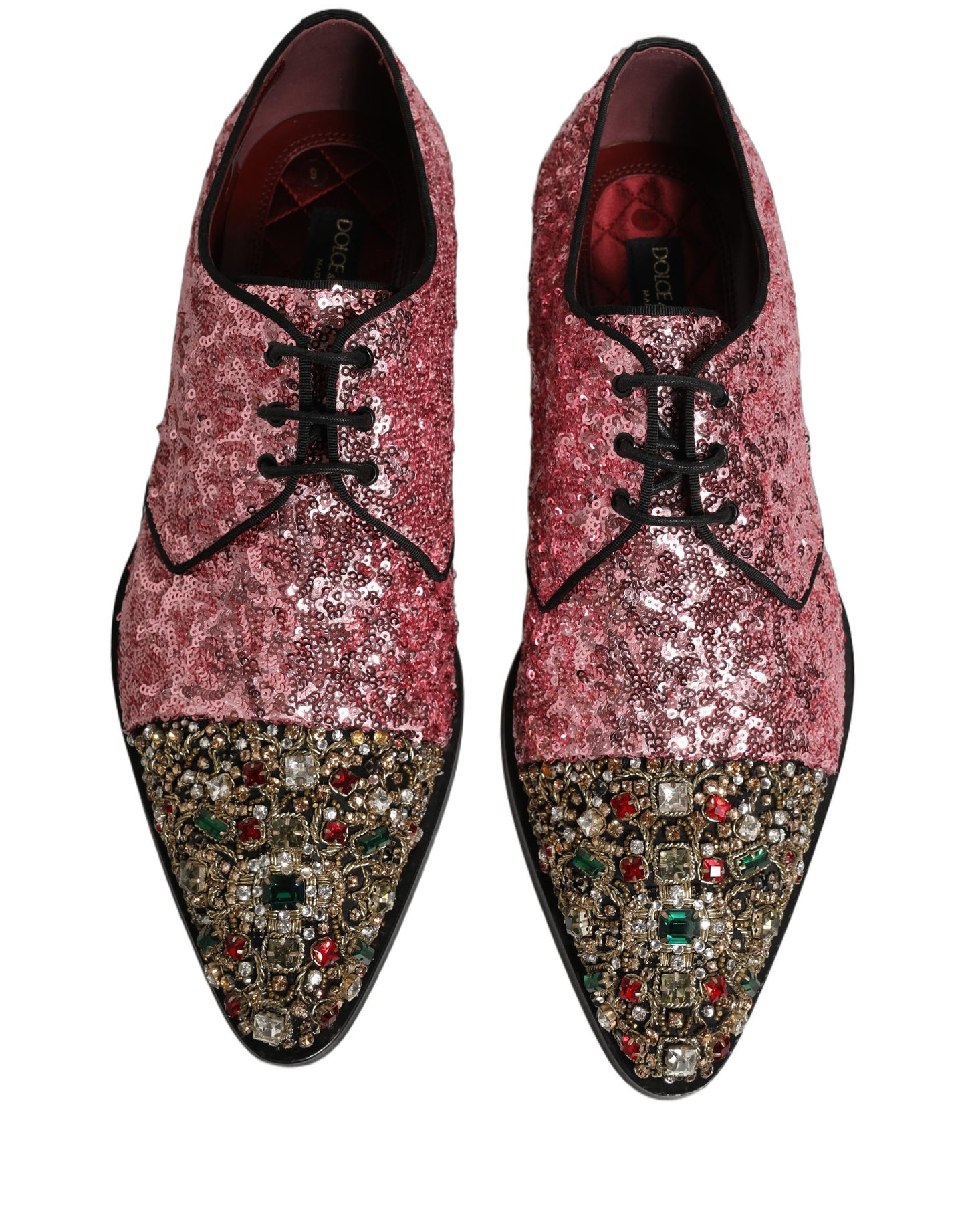 Pink Sequin Embellished Men Derby Dress Shoes