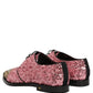 Pink Sequin Embellished Men Derby Dress Shoes