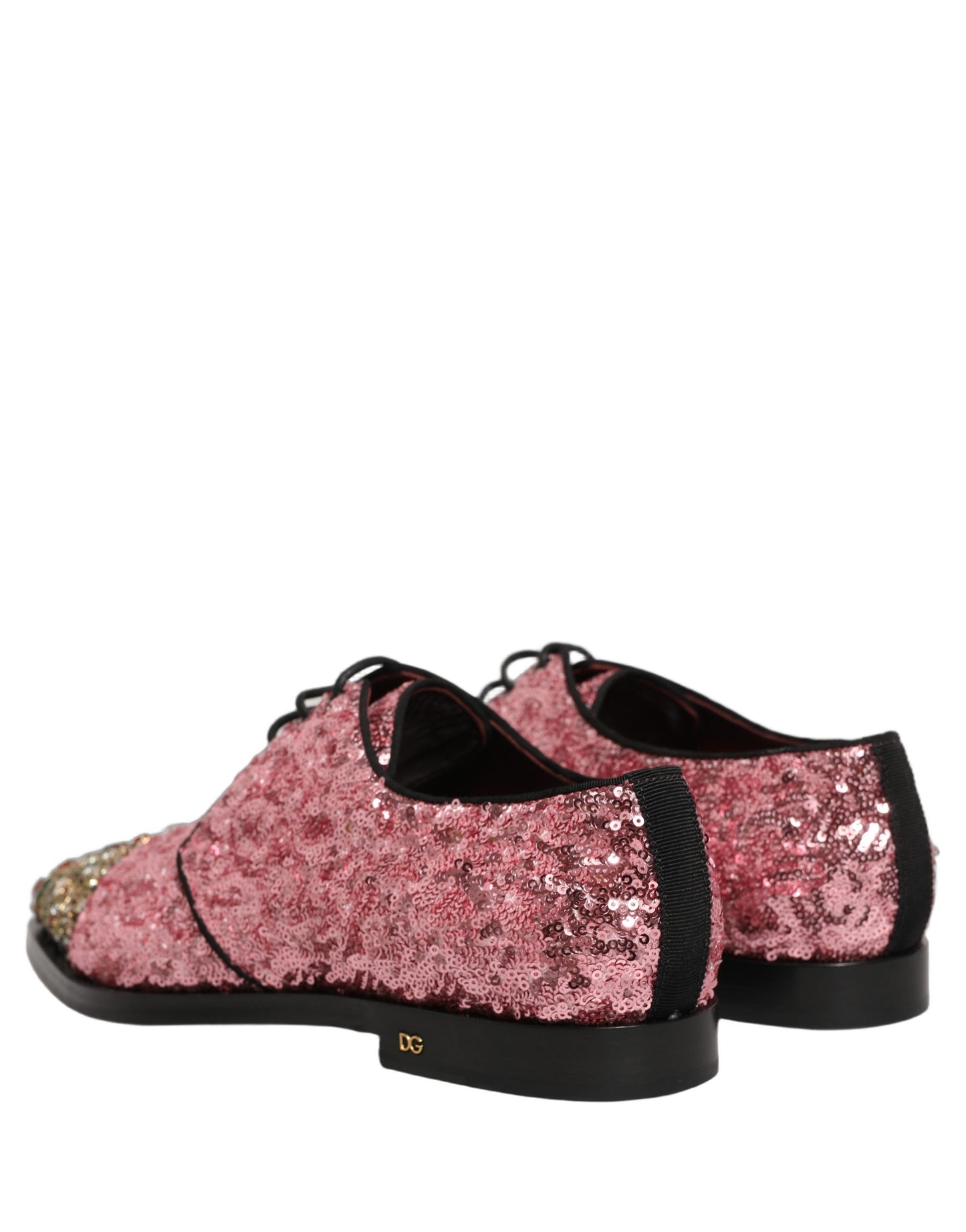 Pink Sequin Embellished Men Derby Dress Shoes